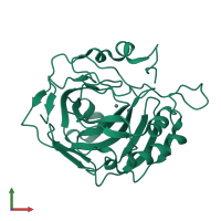 PDB entry 3mni coloured by chain, front view.