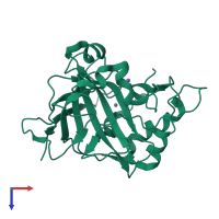 PDB entry 3mnk coloured by chain, top view.