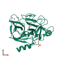 PDB entry 3mo3 coloured by chain, front view.