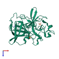 PDB entry 3mo3 coloured by chain, top view.