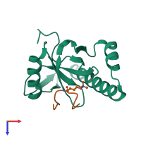 PDB entry 3mo8 coloured by chain, top view.