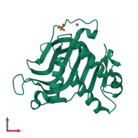 PDB entry 3mok coloured by chain, front view.