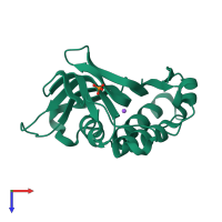 PDB entry 3mok coloured by chain, top view.