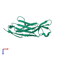 Monomeric assembly 1 of PDB entry 3moq coloured by chemically distinct molecules, top view.
