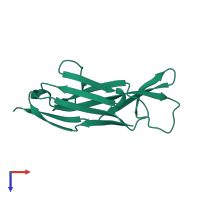 Monomeric assembly 2 of PDB entry 3moq coloured by chemically distinct molecules, top view.