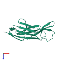Monomeric assembly 4 of PDB entry 3moq coloured by chemically distinct molecules, top view.