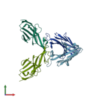 PDB entry 3moq coloured by chain, front view.