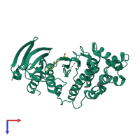 PDB entry 3mpa coloured by chain, top view.