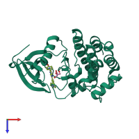 PDB entry 3mpm coloured by chain, top view.