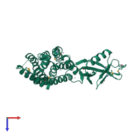 PDB entry 3mpx coloured by chain, top view.