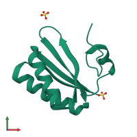PDB entry 3mpy coloured by chain, front view.
