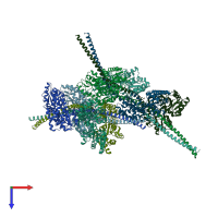 PDB entry 3mq9 coloured by chain, top view.