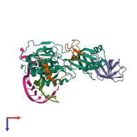 PDB entry 3mqk coloured by chain, top view.