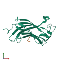 PDB entry 3mqr coloured by chain, front view.