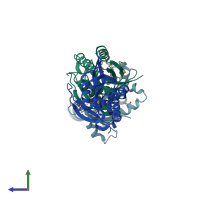 PDB entry 3mr7 coloured by chain, side view.