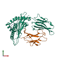 PDB entry 3mrl coloured by chain, front view.