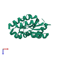 PDB entry 3mrs coloured by chain, top view.