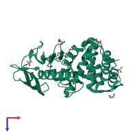 PDB entry 3ms3 coloured by chain, top view.