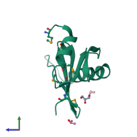 PDB entry 3ms6 coloured by chain, side view.