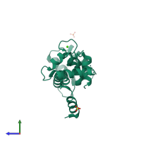 PDB entry 3mse coloured by chain, side view.