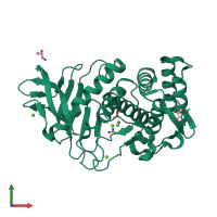 PDB entry 3msf coloured by chain, front view.