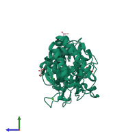 PDB entry 3msf coloured by chain, side view.