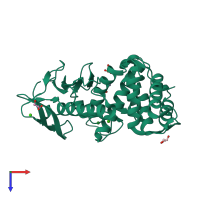 PDB entry 3msf coloured by chain, top view.