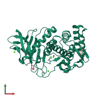 PDB entry 3msn coloured by chain, front view.