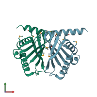 PDB entry 3mso coloured by chain, front view.