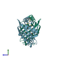 PDB entry 3mso coloured by chain, side view.