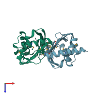 PDB entry 3mso coloured by chain, top view.