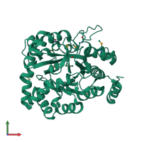 PDB entry 3msr coloured by chain, front view.