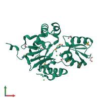 PDB entry 3mst coloured by chain, front view.
