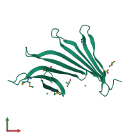 PDB entry 3msw coloured by chain, front view.