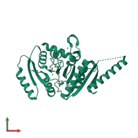 PDB entry 3mt0 coloured by chain, front view.