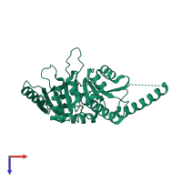 PDB entry 3mt0 coloured by chain, top view.