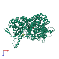 PDB entry 3mta coloured by chain, top view.