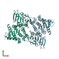 PDB entry 3mtg coloured by chain, front view.