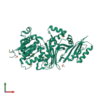 PDB entry 3mtj coloured by chain, front view.