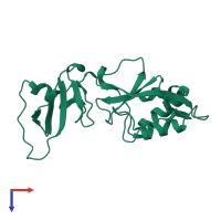 PDB entry 3mtv coloured by chain, top view.