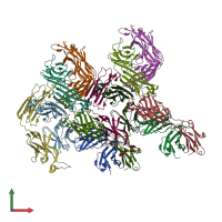 PDB entry 3mug coloured by chain, front view.