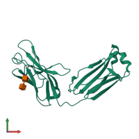 PDB entry 3muh coloured by chain, front view.