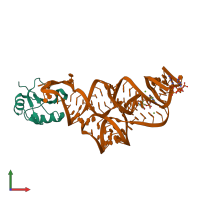 PDB entry 3mum coloured by chain, front view.
