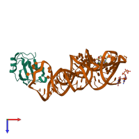 PDB entry 3mum coloured by chain, top view.