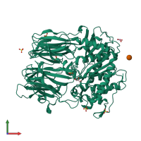 PDB entry 3mun coloured by chain, front view.