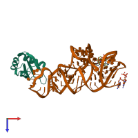 PDB entry 3mur coloured by chain, top view.