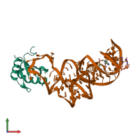 PDB entry 3muv coloured by chain, front view.