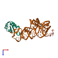 PDB entry 3muv coloured by chain, top view.