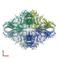 PDB entry 3muy coloured by chain, front view.