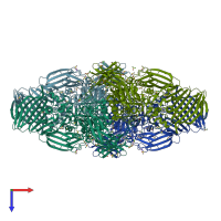 PDB entry 3muy coloured by chain, top view.